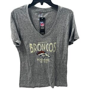 Denver Broncos T Shirt NFL Team V Neck Size Large Gray Women's NWT